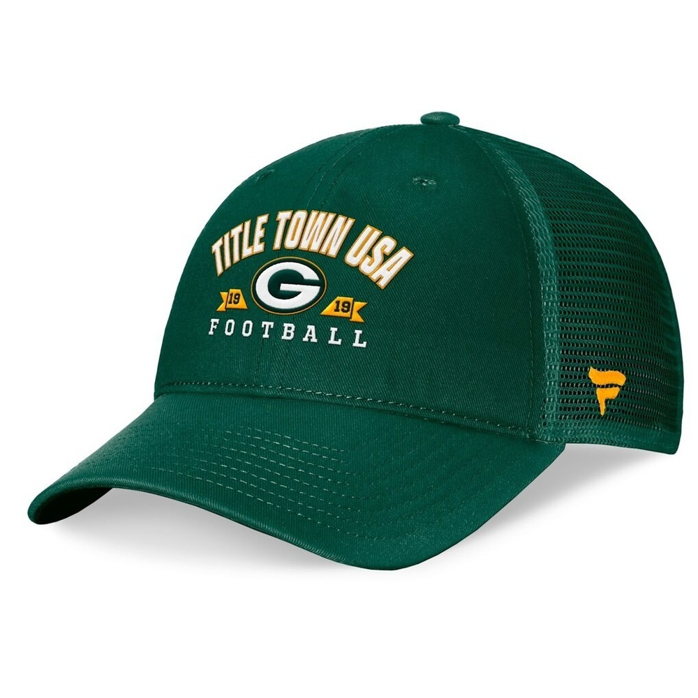 Green Bay Packers Fanatics Title Town Timeout Mesh Trucker Snapback Hat OS NEW